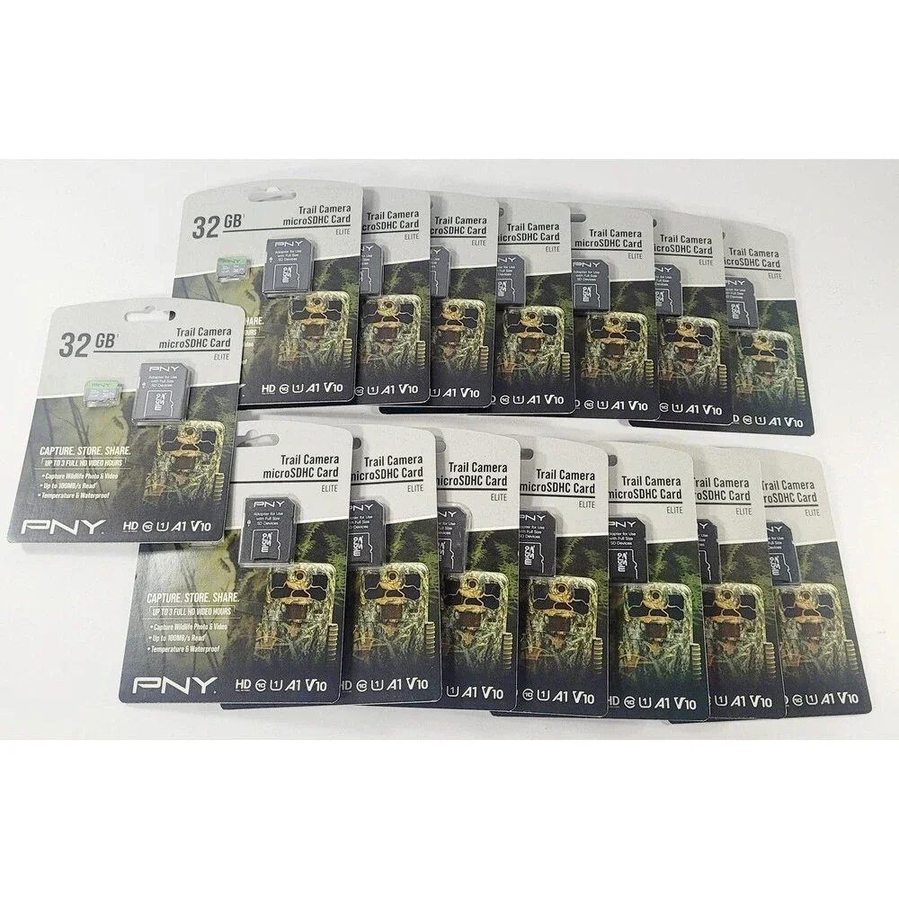 Lot of 15 PNY 32GB MicroSD Trail Camera MicroSDHC Card Elite with Adapter